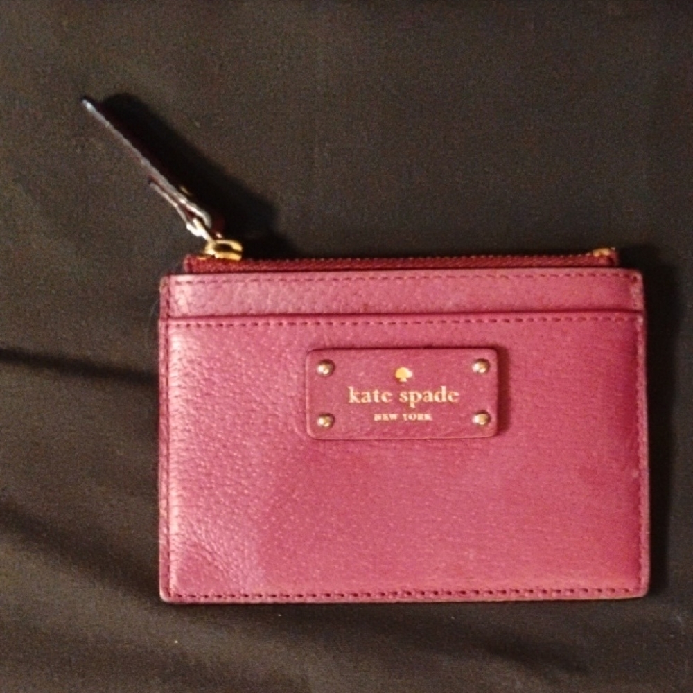 Kate Spade Burgundy Zippered Card Wallet